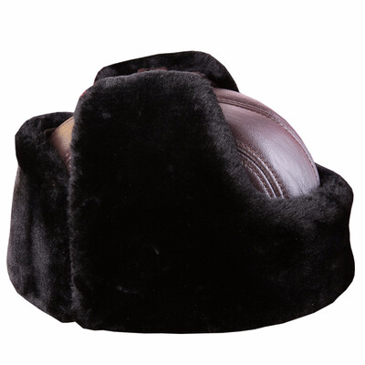 

Male Warm Leifeng Hat Mens Winter Leather Cap Ear Protection Mens Wam Womter Wear Ear Protection Thickening Hat B-7249
