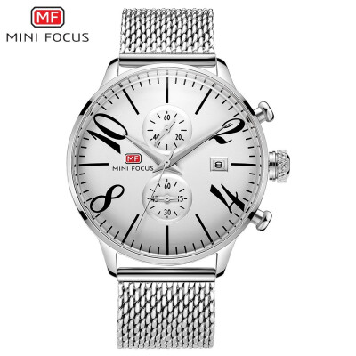 

MINI FOCUS Fashion Sports Stainless Steel Strap Men Quartz Watch MF0135GS