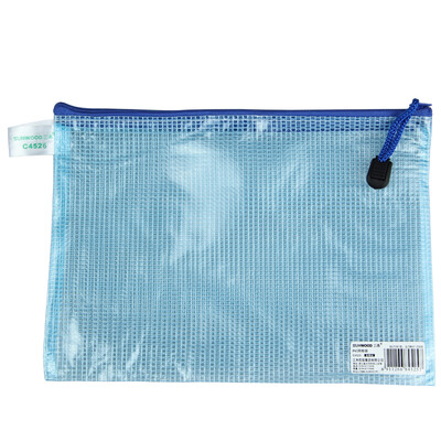 

Sanwood CUNWOOD C4526 B5 mesh zipper bag file bag 12 packs of blue