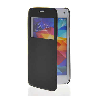 

MOONCASE Ultra Thin Leather Side Flip Pouch Hard board Shell Back ЧЕХОЛ ДЛЯ Samsung Galaxy S5 Mini Black