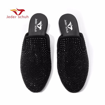

Jeder schuh new designs Handmade men Rhinestone slippers Fashion party&show mens dress shoes male smoking slippers