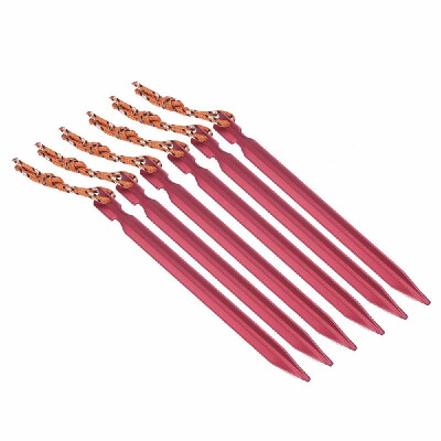 

6pcs 18cm 700I Aluminium Alloy Tent Peg Nail Stake with Rope Camping Equipment Outdoor Beach Red