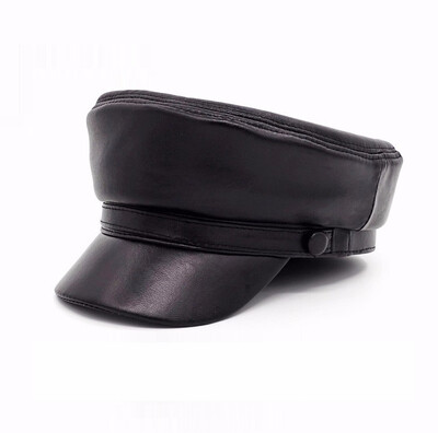 

Adult Leather Sheepskin Cap Mens Autumn&Winter Warm Cap Men Students Fashion Cap New Year Gift B-7146