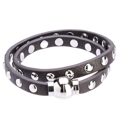 

Long Trip Double Leather Full Rivet Band Cutting Wire Bracelet