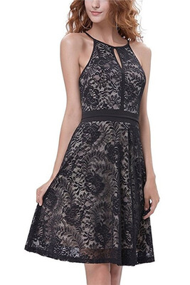 

Womens Halter Floral Lace Cocktail Party Dress Homecoming Dress Homecoming Dress