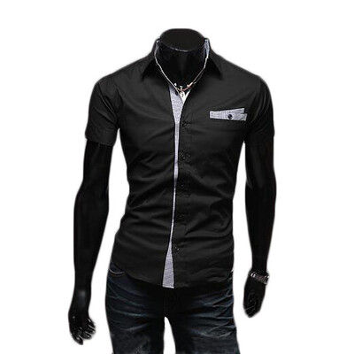 

Zogaa New Men's Shirt Matching Color Slim Short Sleeve