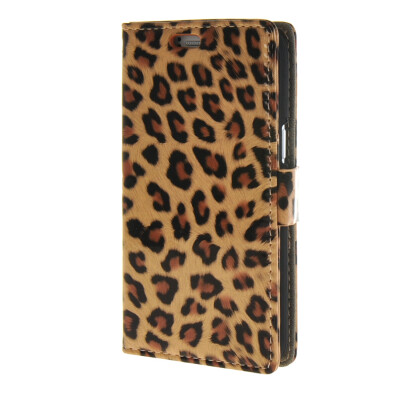 

MOONCASE Leather Leopard Style Card Slot Wallet Bracket Back чехол для Samsung Galaxy J1 Leopard