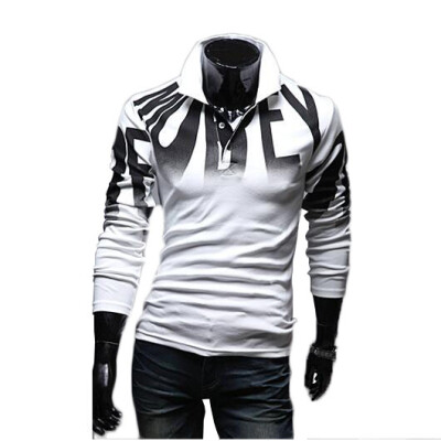 

Zogaa New Men's Polo Shirt Printing Slim Long Sleeve