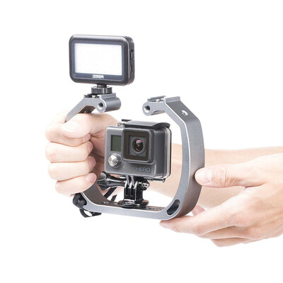 

GoPro hero543 camera dual head hot shoe light fixture bracket handle underwater shooting