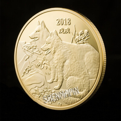 

Chinese characteristics zodiac dog commemorative coin Lucky animal coins travel gifts gold-plated silver