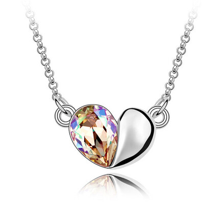 

100 Original Crystals From Swa Elements Heart Pendant Necklace For Women Party Jewelry Infinity Chain Collier Mothers Day Gift 1
