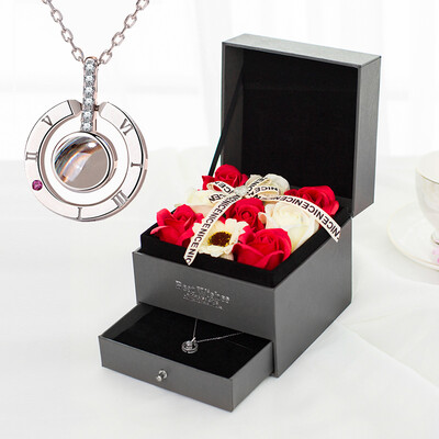 

Star Soap Flower Drawer Gift Box Love Promise Set Red Flower Love Promise Necklace