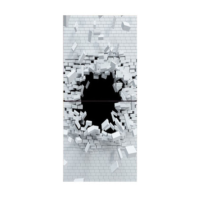 

UpperX 3D Wall Art Sticker PVC Decal Self Adhesive Door Fridge DIY Mural 60x150CM Bricks Hole