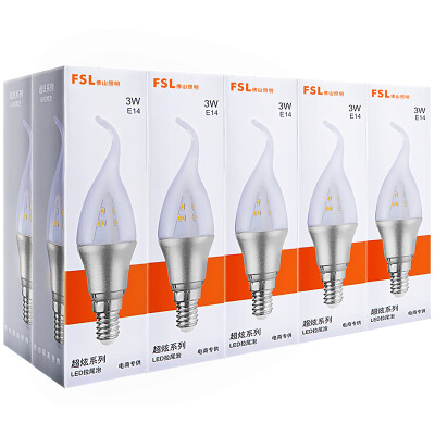 

Jingdong Supermarket] Foshan Lighting (FSL) LED Wax Bubble Energy-saving light bulb 3W white light E14-day spokes 6500K 10