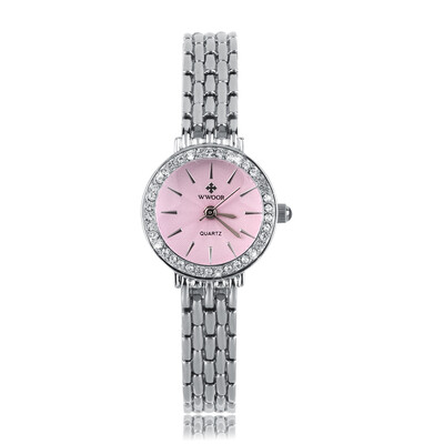 

WWOOR Женщины из нержавеющей стали Круглый циферблат кристалл кварца наручные часы