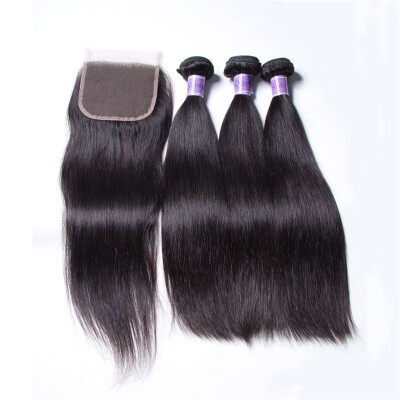 

UNice Hair Kysiss Virgin Series Unprocessed Virgin Hair Bundles 8-30" Brazilian straight Virgin Hair Bundles With Closure 4 PCS