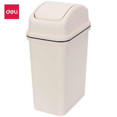 

Deli deli medium flip trash can office household paper basket 10L brown 18822