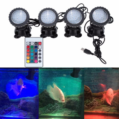 

Underwater 144LEDs 6W 12V Waterproof IP68 Submersible 4-Light Spot Light for Aquarium Garden Pond Pool Fountain Tank
