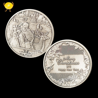 

Christmas&New Year Gifts Christmas Eve Wishing Commemorative Coin Ancient Silver Embossed Holiday Gift Coin Collectibles