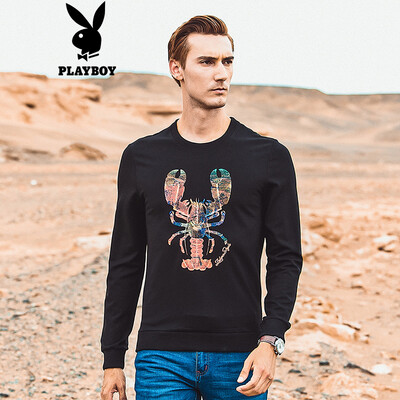 

Playboy PLAYBOY Mens 2018 New Sweater Mens Korean Personality Trendy Long Sleeve Top DH62170298A Black 170M48