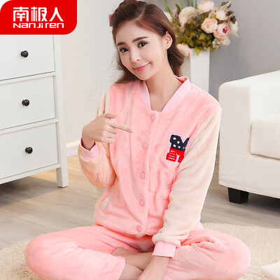 

Antarctic pajamas women winter flannel thick warm coral fleece winter sweet student autumn Korean version of the ladies home service suit NAS5X21022JD-3 female baseball