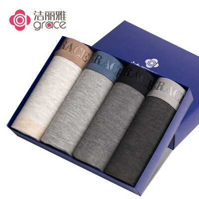

Jie Liya Grace Mens Underwear Gray Tune Four Packs Wide-Bright Ming Dynasty Boxer Pants Mens Breathable Soft Comfortable Corner Pants Mixed Color