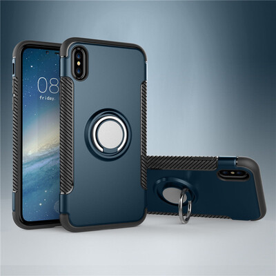 

For iPhone X 7 8 Plus Ring Magnetic Shockproof Rugged Hybrid Phone Case Cover