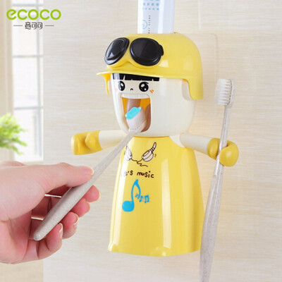 

Children Bathroom Products Cute Design Set Cartoon Toothbrush Holder Automatic Toothpaste Dispenser Toothpaste Squeezers
