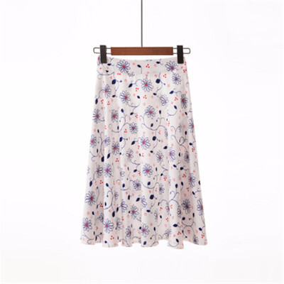 

High Waist Floral Print Women Elegant Skirts Elastic Waist Summer Skirt Casual Party Faldas Mujer Saias