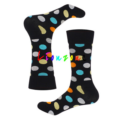 

LIONZONE 2018 Hot Happy Socks Unisex Men Women With Stripes Design Cotton Colorful Dots Stripes Socks Crew Socks Funny Gift