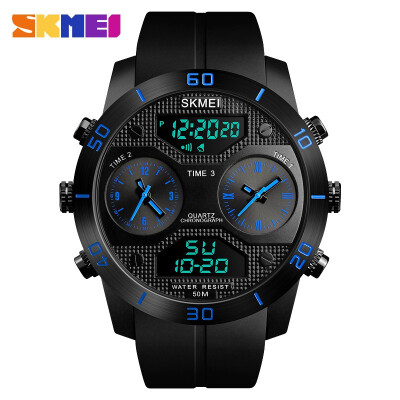 

SKMEI 1355 New For Men Watch with Double Scoreboard 3 Countdown Time 50 m Waterproof Watch Relogio Masculino Outdoor Sports Watch