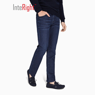 

INTERIGHT fit comfortable straight mens jeans denim blue 34 yards XL