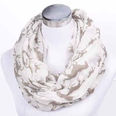 

Guttavalli Women Fashion Horses Ring Shawl Autumn Winter Viscose Animals Printing Infinity Scarf Vintage Chevron Loop Soft Wraps