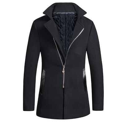 

Necini™ Man'S The new wool coat in the long section collar woolen coat thick warm coat
