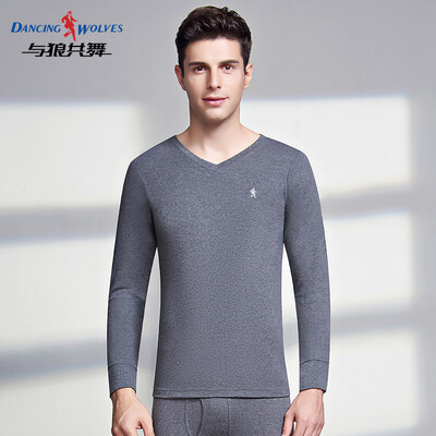 

Dance with wolves DANCING WOLVES Qiuyi Qiuku mens cotton thin section set fashion V-neck thermal underwear cotton sweater mens round neck Tibetan XXXL