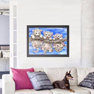 

Oil Paintings 13 17 Inches 34 44cm DIY 5D Diamond Painting Kit Baby Tigers Pattern Resin Rhinestone Mosaic Embroidery Cross St