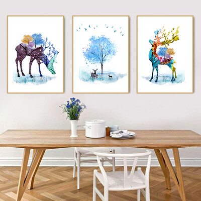 

Reputation European-style canvas micro-injection HD nine-color deer decorative painting living room bedroom sofa background wall painting decorative spray painting triple 4060