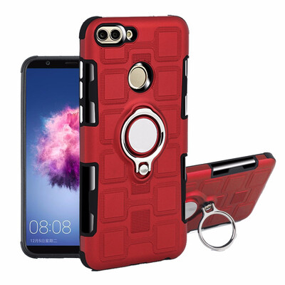 

SHS Phone Case For Huawei Honor Enjoy 7SP Smart Luxury Armor Ring Bracket Silicon TPU Lattice texture Protection