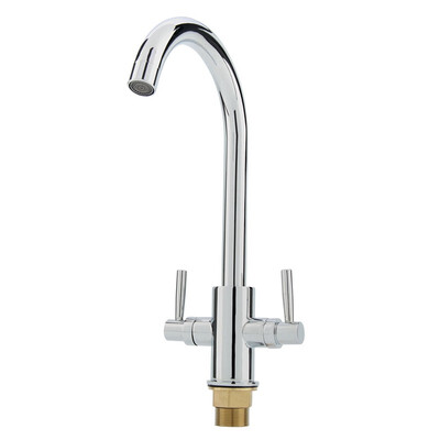 

UpperX Luxury Modern Chrome Twin Lever Swivel Spout Monobloc Kitchen Sink Mixer Tap