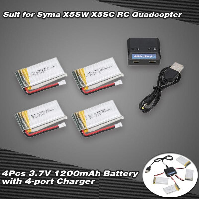 

4 in 1 Charger Set4pcs 37V 1200mAh Li-po Battery for Syma X5SW X5S Latest U9DG