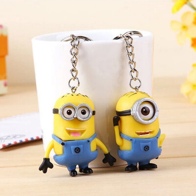 

2Pcs Despicable Me 3D Eyes Minions Rubber Key Ring Key Chain Cute Toy Gift