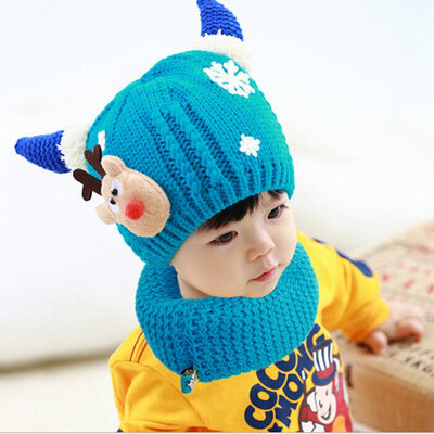 

Buebos Ninos Children Beanie Hat Autumn Winter Christmas Deer Cashmere Children's 2 Pcs Set ( Hat + Scarf) Baby Kids Christmas Gifts