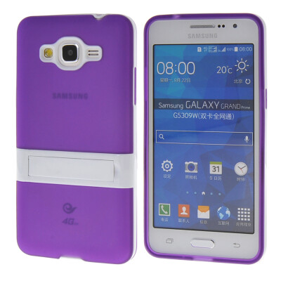 

MOONCASE Jelly Color Silicone Gel TPU Skin Slim With Stand Back Case Cover for Samsung Galaxy Grand Prime G5308 Purple