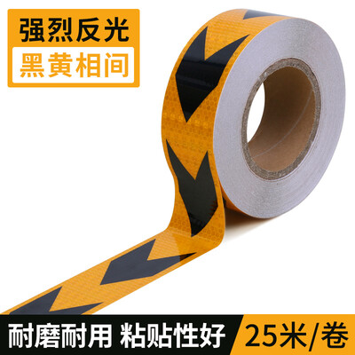

Fun line arrow high reflective sticker black yellow 25 m car card truck road stickers warning reflective film construction property reflective tape warning line