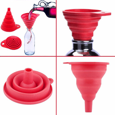 

VK houseware 2 pack Silicone Collapsible Funnel Foldable Kitchen Funnel for Water Bottle Liquid Transfer Food Grade FDA Approved