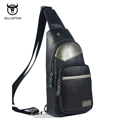 

BULLCAPTAIN 2018 MEN CHEST BAGS Fashion Genuine Leather Crossbody Bags men casual messenger bag Small Brand Male Shoulder Bag