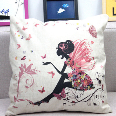 

Cntomlv Flower Butterfly Girl Cushion Cover Cotton Linen Pillow Case Throw Wedding Decorative Pillowcase Cushion Covers
