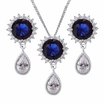 

Yoursfs Princess Diana Style Bridesmaid Jewelry Sets For Women Halo Earrings&Necklace Set