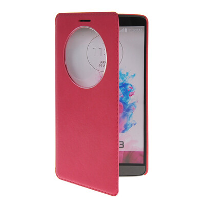 

MOONCASE View Window Leather Side Flip Pouch Stand Shell Back ЧЕХОЛ ДЛЯ LG G3 Hot pink
