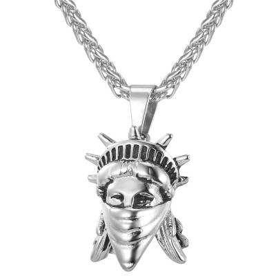 

U7 American Rebel Statue Of Liberty Pendant Necklace Women 18K Gold Plated Stainless Steel Men Chain Men Jewelry USA Symbol